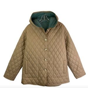 Double face Peruvian Connection Diamond Quilted Hooded Jacket, sz M